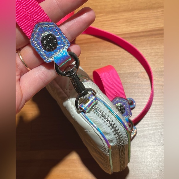 MZ WALLACE Micro Crosby Quilted Nylon Crossbody Bag In Pearl - Picture 10 of 16